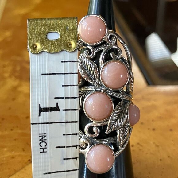 Genuine Pink Opal Sterling Silver Cocktail Ring Size 6 - Picture 5 of 9